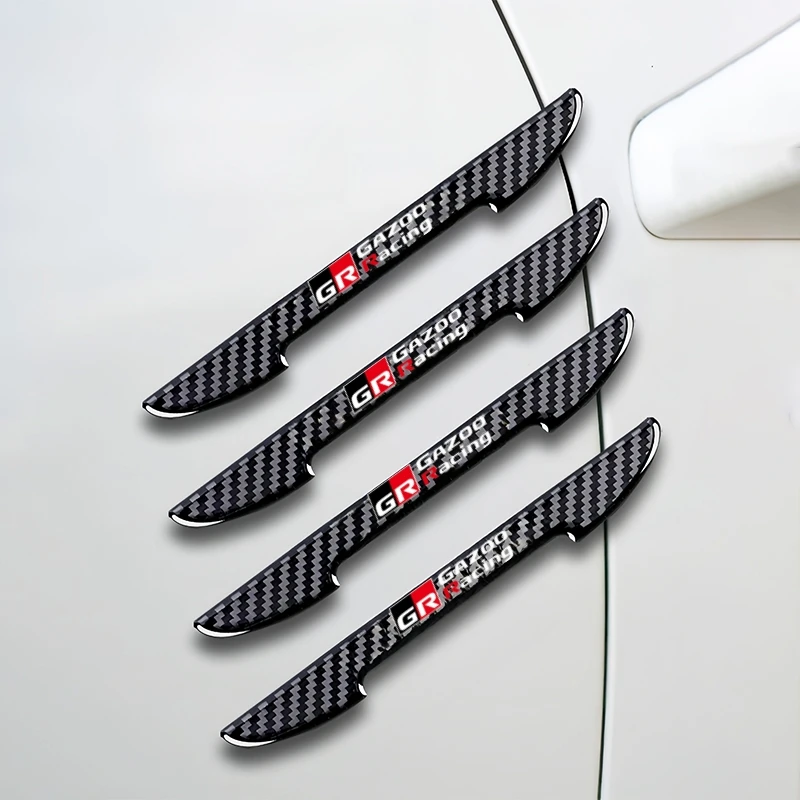 4PCS Carbon Fiber Protective Strip Car Side Door Edge Protector Anti-collision Sticker For Toyota GR GAZOO RACING CarAccessories