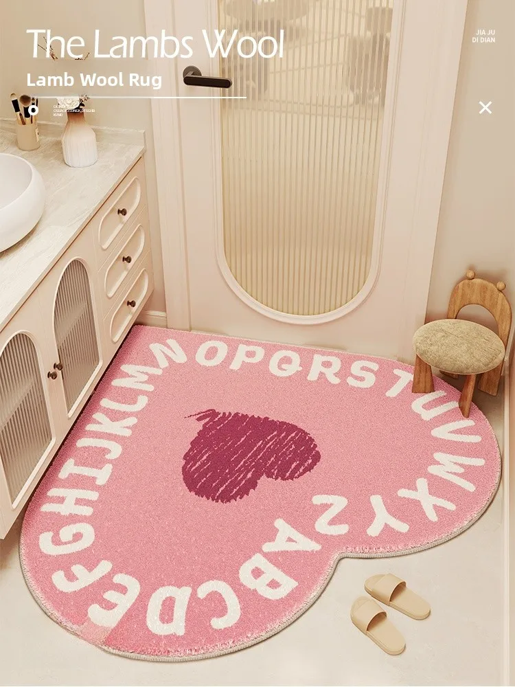 

Коврик для ванной в форме сердца в стиле принцессы, противоскользящий, влаговпитывающий, для туалета, умывальника, угла, мягкий, удобный, домашний текстиль