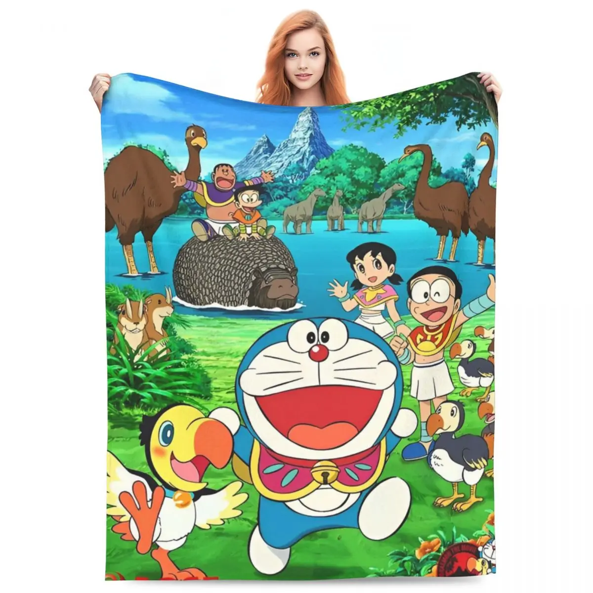 Super Warm Blankets Picnic Cartoon D-Doraemon Throw Blanket Flannel Bedspread For Bedroom Funny Sofa Bed Cover