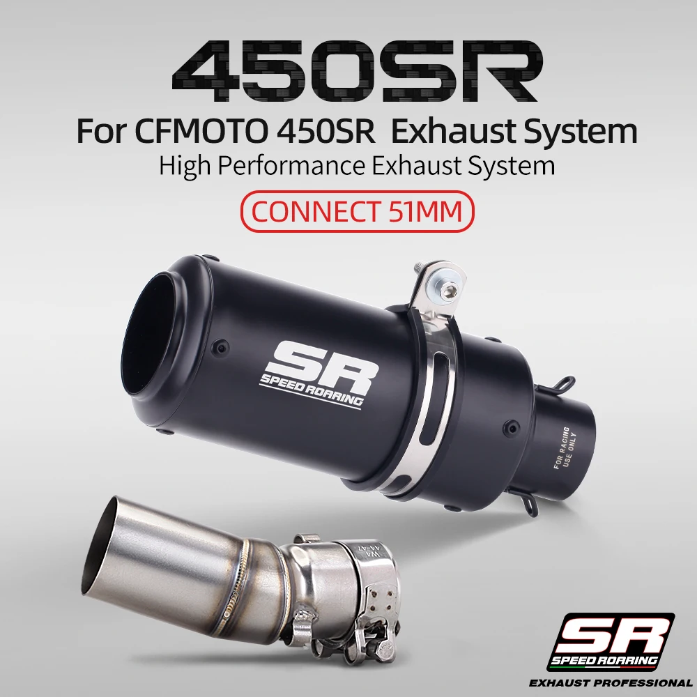 FOR CFMOTO 450SR 450NK 450MT CF450SR motorcycle stainless steel mid-section connection exhaust system complete set 51mm muffler