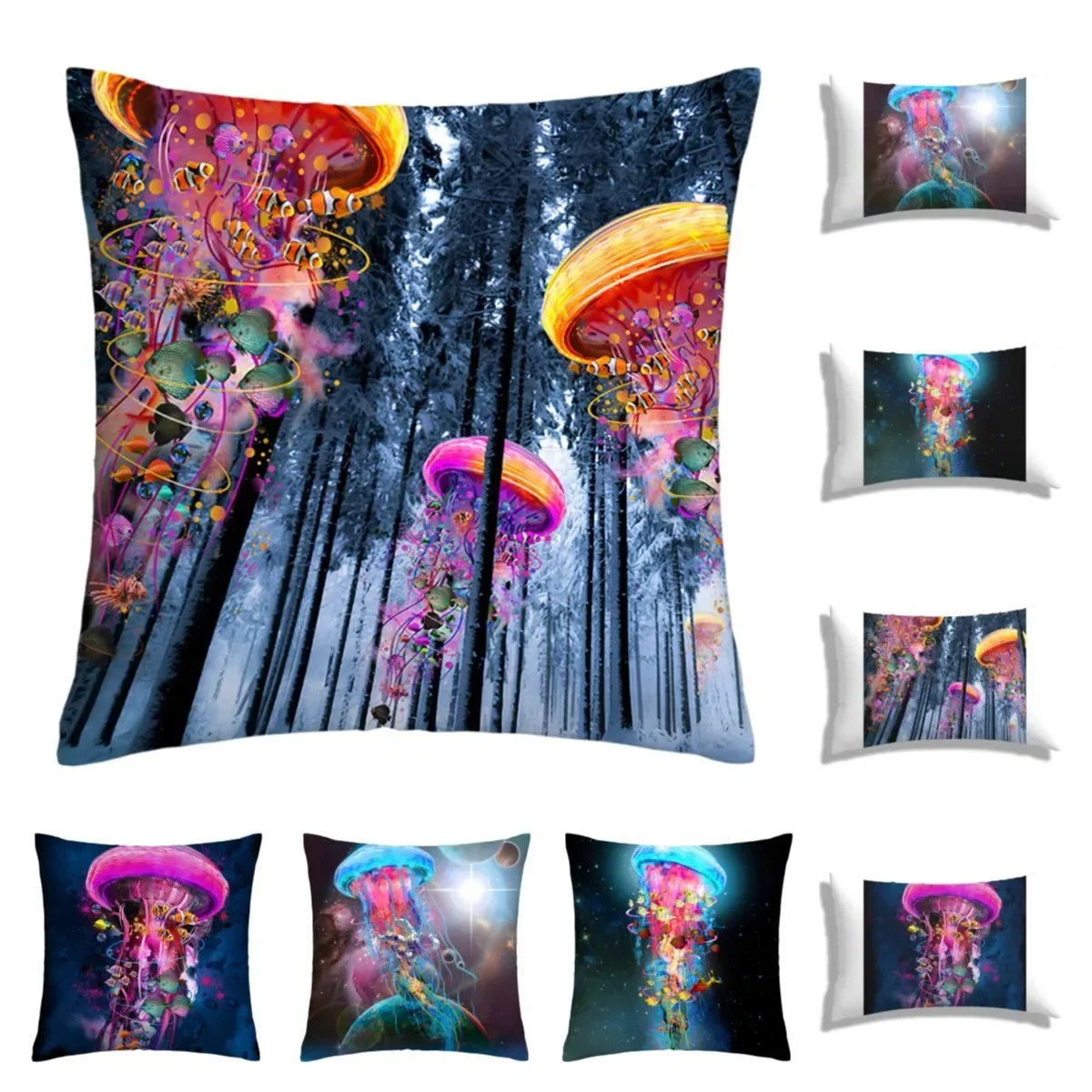 Color jellyfish Plush pillowcase, sofa cushion cover for home improvement, home decoration pillowcase cushion covers 40*40,60x60