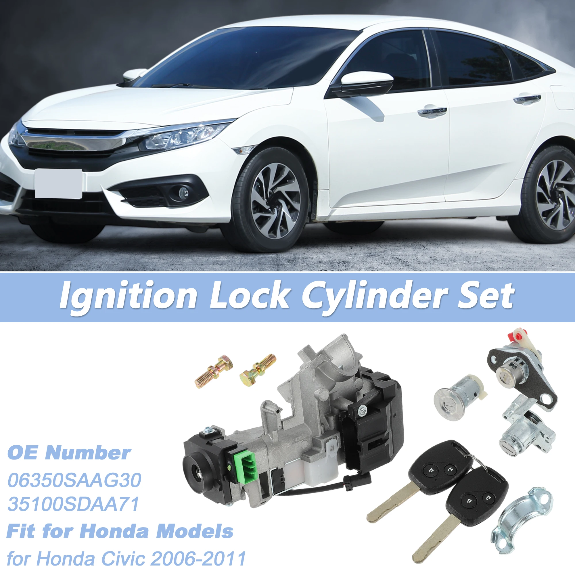 

UXCELL No.35100SDAA71 Цилиндр замка зажигания и дверной замок для Honda Civic 2006-2011 гг.