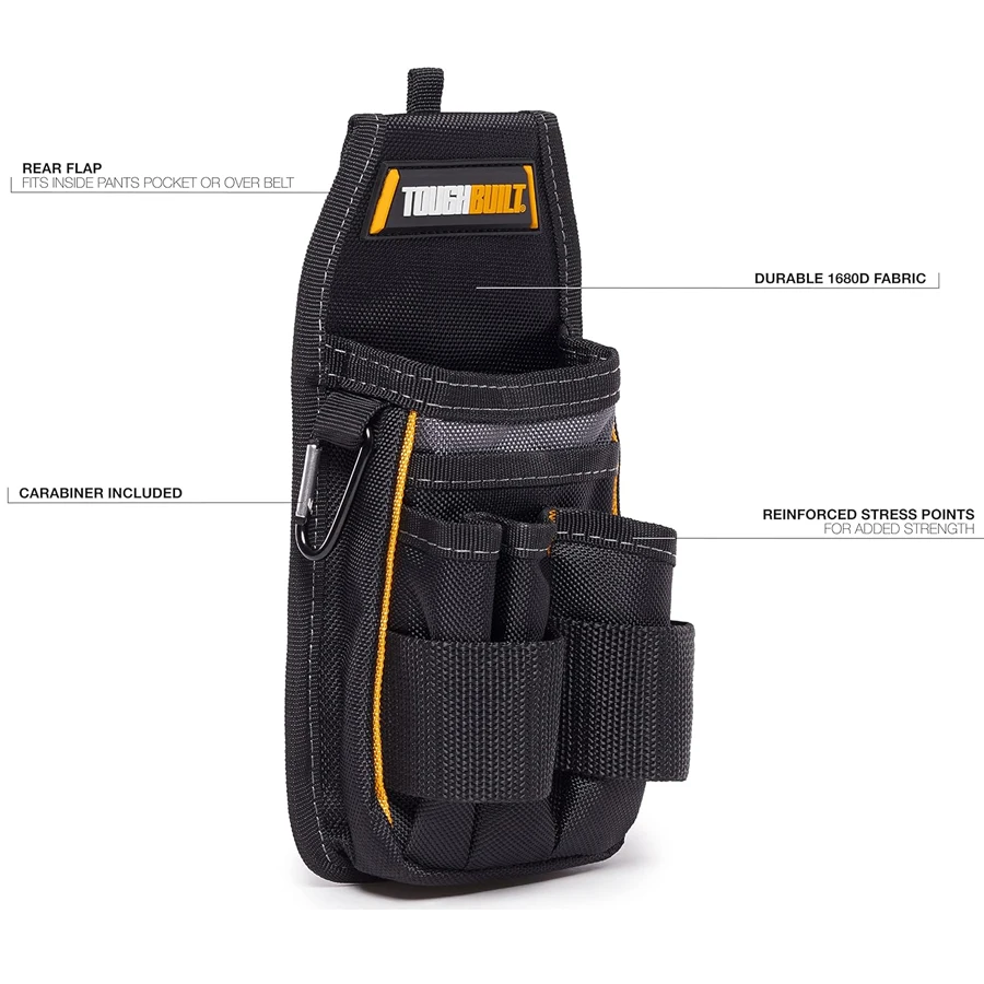 Bolsa organizadora ToughBuilt TB-222, solapa de bolsillo trasero, se adapta a pantalones o cinturón, bolsa de herramientas de cinturón resistente y duradera