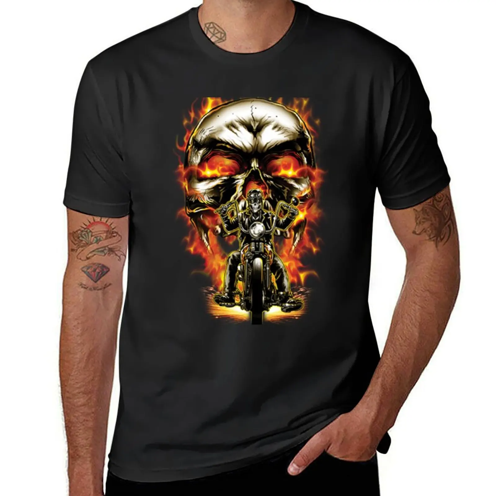 

Ghost Rider Biker T-Shirt summer top anime boys animal print boys whites mens tall t shirts