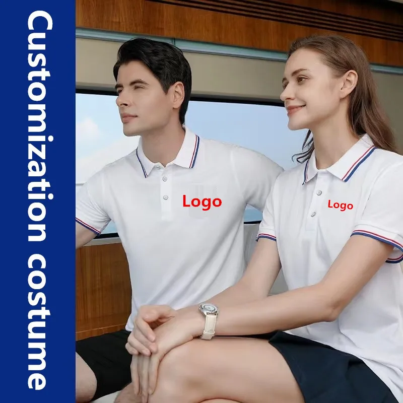 Adult Polo T Shirts Custom Logo Turn-Over Collar Shirts Worker Costume Suits Wholesale Logo Clothes
