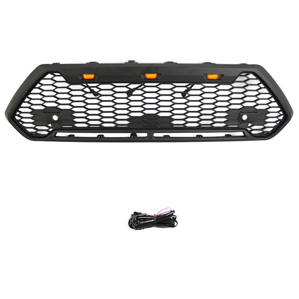 For Toyota RAV4 Adventure 2019-2022 Exterior Styling Accessories Matte Black Front Grill Bumper Grille With Letter/LED Lights