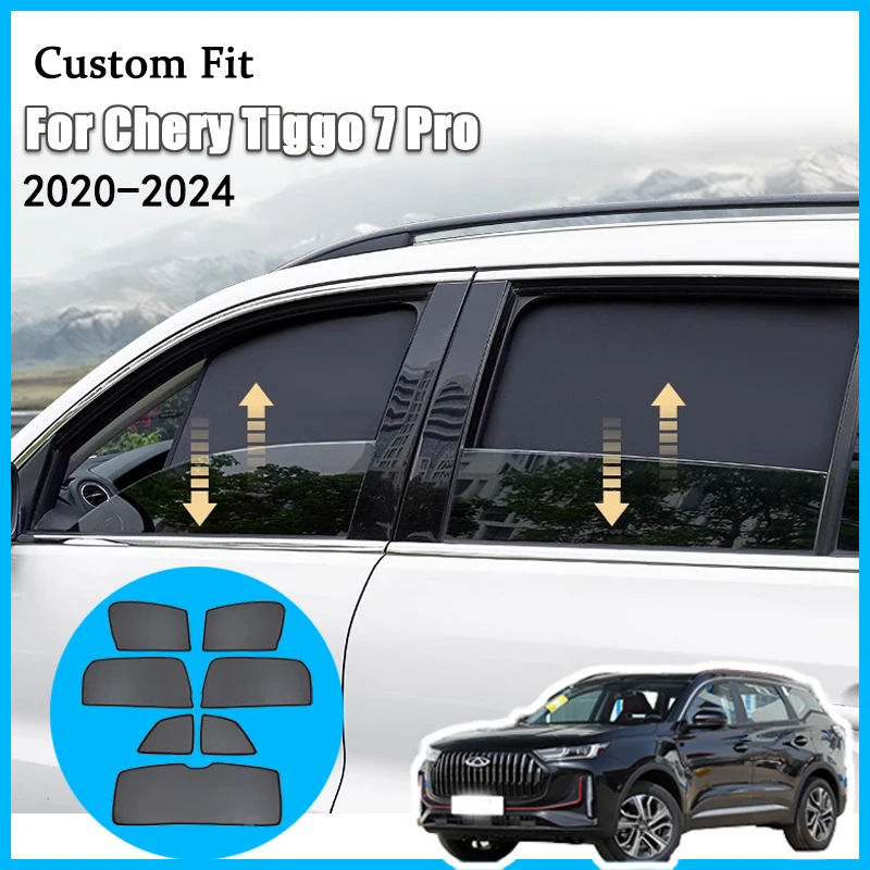 

Magnetic Car Windows Sunshade Side Window blackout Mesh Sun Visor UV Protection Car Curtain For Chery Tiggo 7 Pro 2020-2024