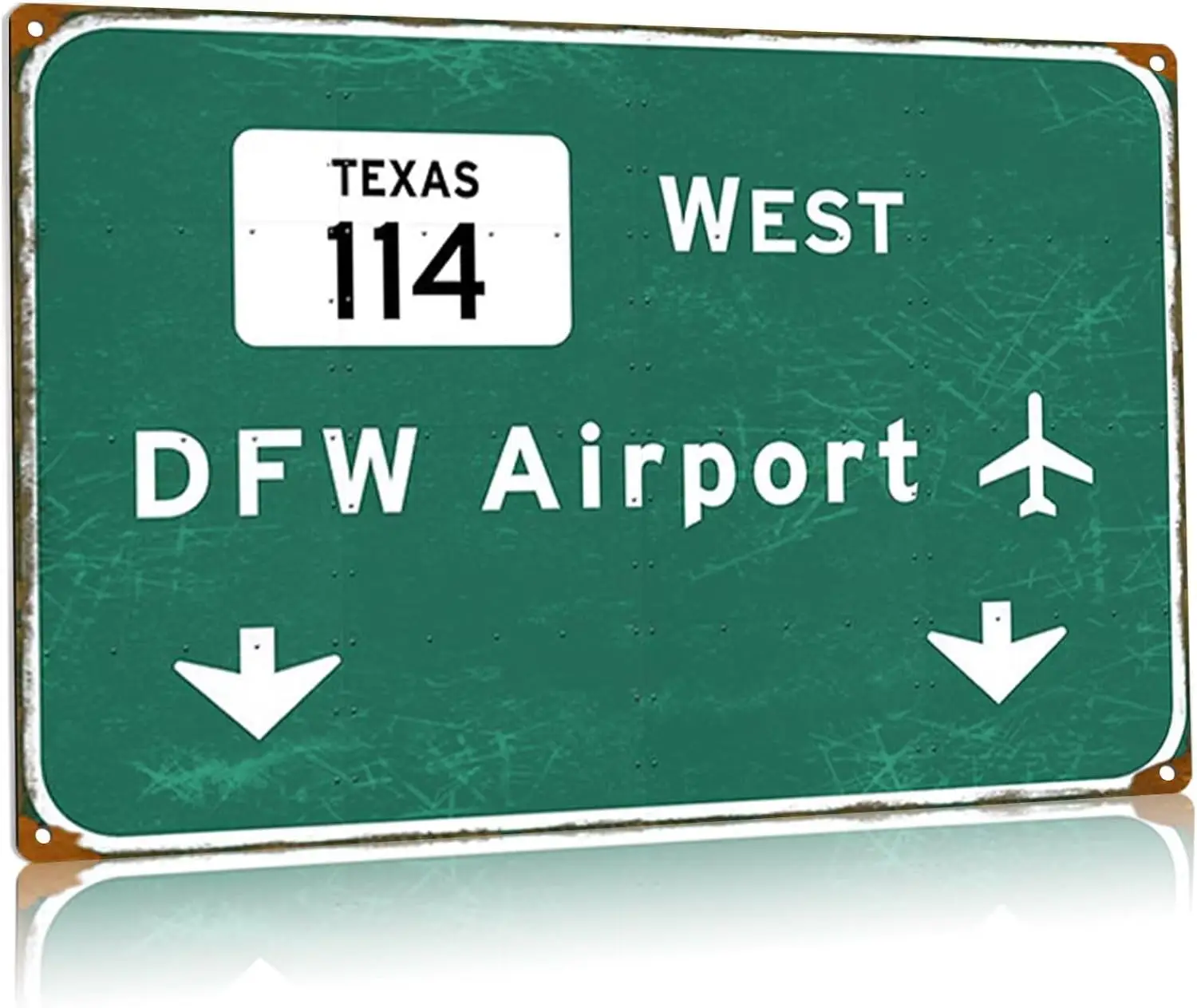 Texas 114 Airport Metal Tin Signs West Dfw Direction Vintage Street Highway Home Garage Bar Cafe W