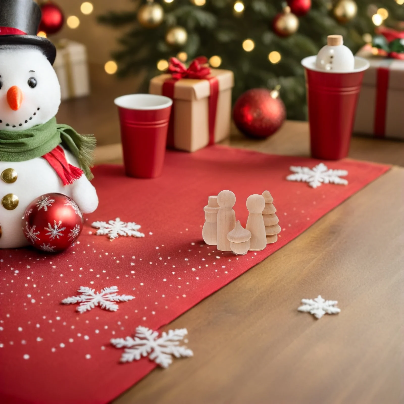 Piquets de noël en bois naturel inachevé, 30 pièces, figurines artisanales, bonhomme de neige, arbre, pomme de pin, formes pour bricolage, décorations de vacances