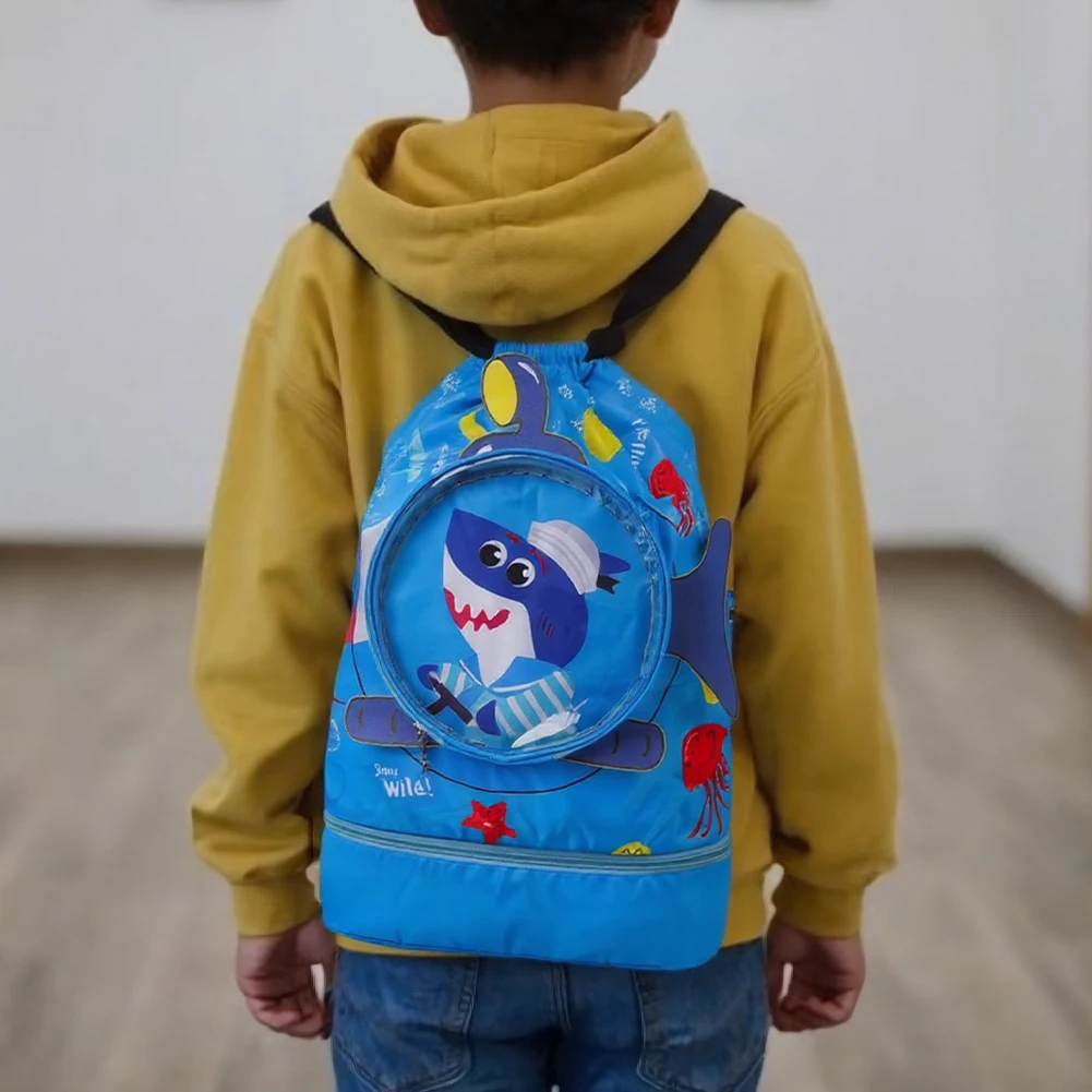 حقيبة صالة الألعاب الرياضية برباط رطب وجاف وفصل جاف ورطب للشباب على الشاطئ حقيبة ظهر للسفر مع مقصورات للأحذية حقيبة تخزين للسباحة #1