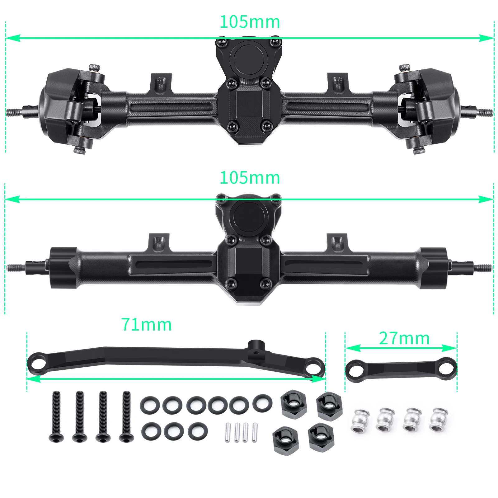AXSPEED Alu سبيكة الجبهة الخلفية بوابة المحاور الأوسط المحور 6x6 ل 1/24 RC الزاحف سيارة محوري SCX24 جميع سلسلة ترقية أجزاء