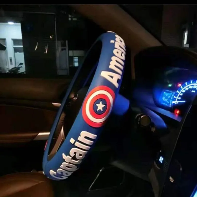 Marvel Captain America stylish, simple and personalized anime anti-slip silicone car steering wheel cover for men and women