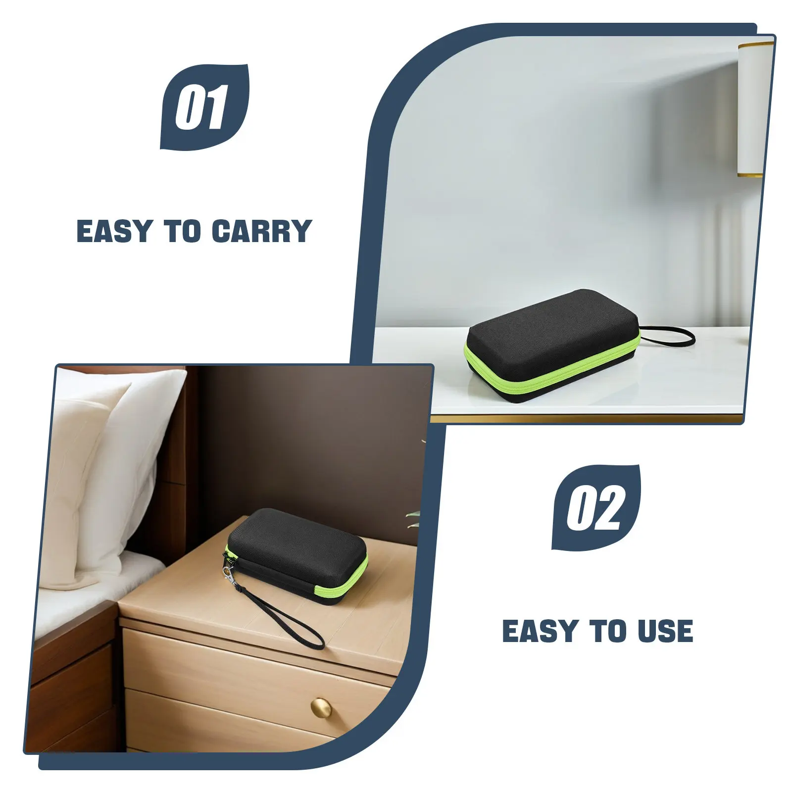 1Pcs Eva Forehead Thermometer Storage Bag Shockproof Wear-Resistant Lanyard Portable Non-Contact Thermometer Protective