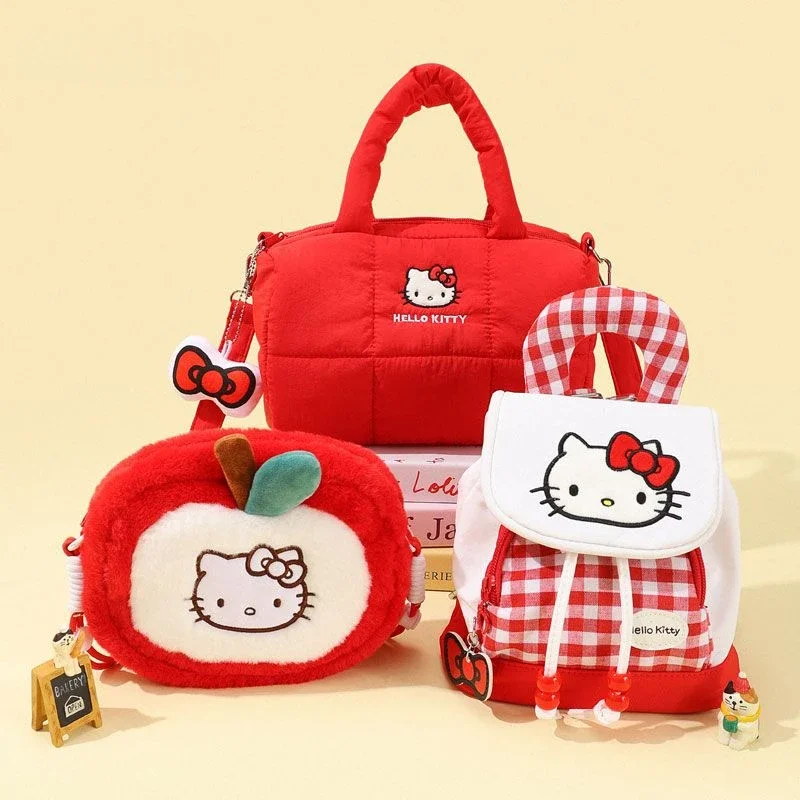 Sanrio Rote Hello Kitty Umhängetasche für Frauen, süßer Cartoon, neue Kitty-Katze, Rucksack, Handtasche, Mädchen, Urlaubsgeschenk