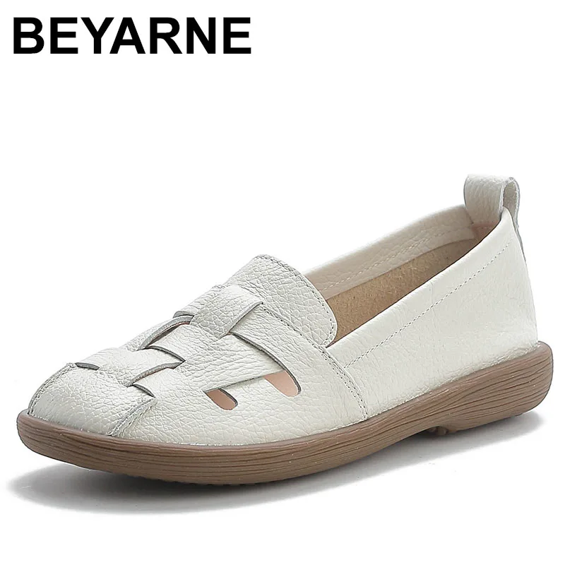 

2025 г., туфли из натуральной кожи, белые тканые балетки, женские лоферы, летние шлепанцы, женские полые дышащие плетеные мокасины