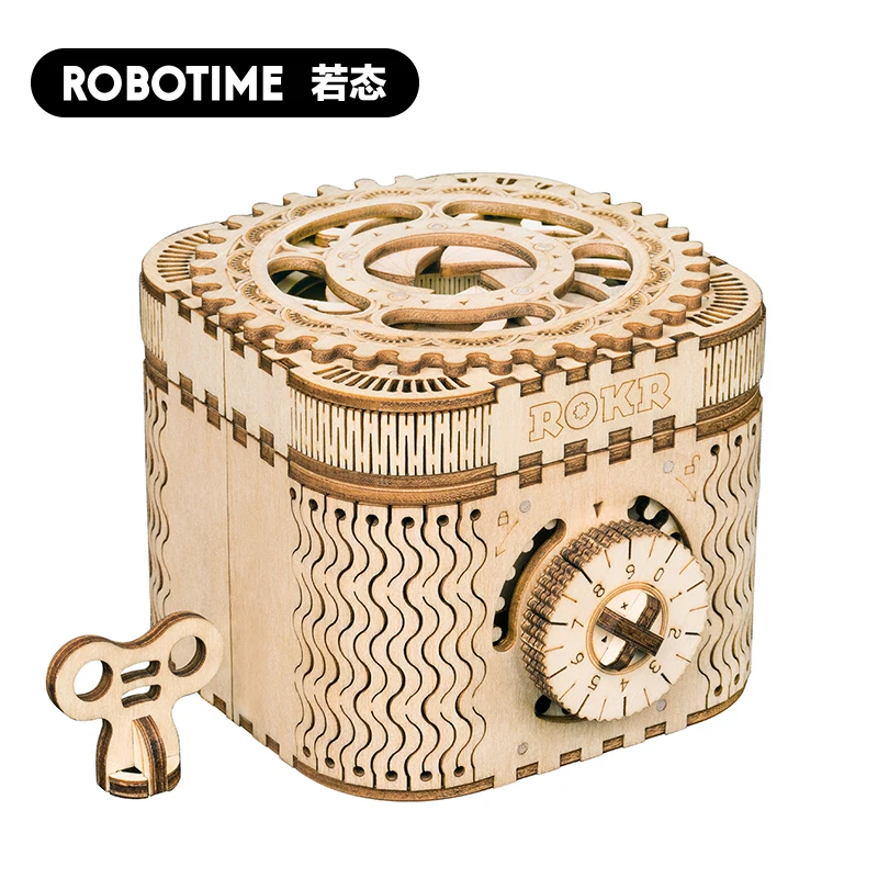 

Robotime LK502 Wooden Puzzle Treasure Box 123pcs Creative DIY Building Block 3D Game Assembly Toy Gift for Children Teens Adult