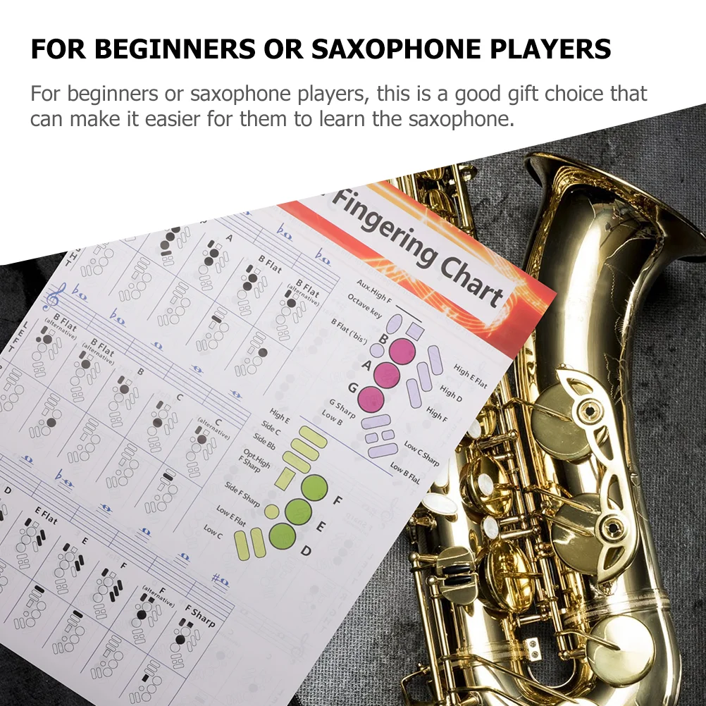 Saxophone Chord Learning Guide Chart for Musical Beginner Stickers Coated Paper Note Practice Poster