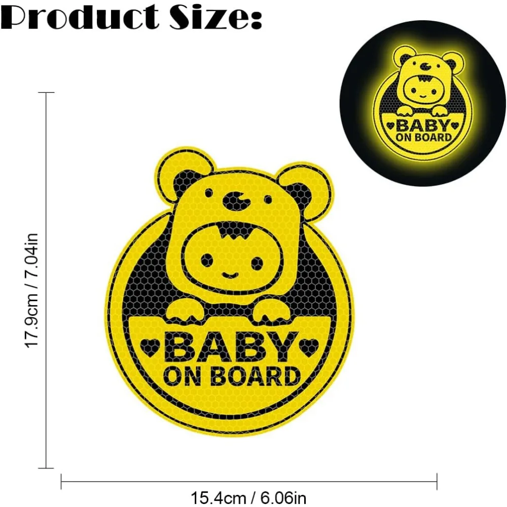 Baby On Board Sticker for Cars, Cute Koala High Intensity Reflective Waterproof Vinyl Car Decal Kids in Car Safety Sign 6