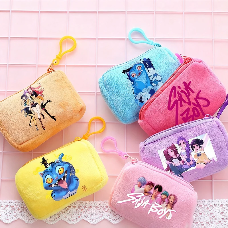 

KPop Demon Hunters Plush Small Zero Wallet Convenient Keychain Coin Wallet Cartoon Pattern Storage Bag Children's Birthday Gift