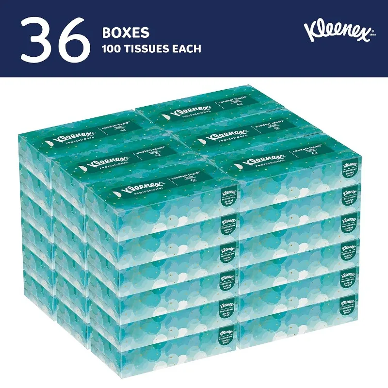 Bulk (21400), 2-Ply, White, Flat Boxed Format, Designed for Business (100 Tissues/Box, 36 Bo