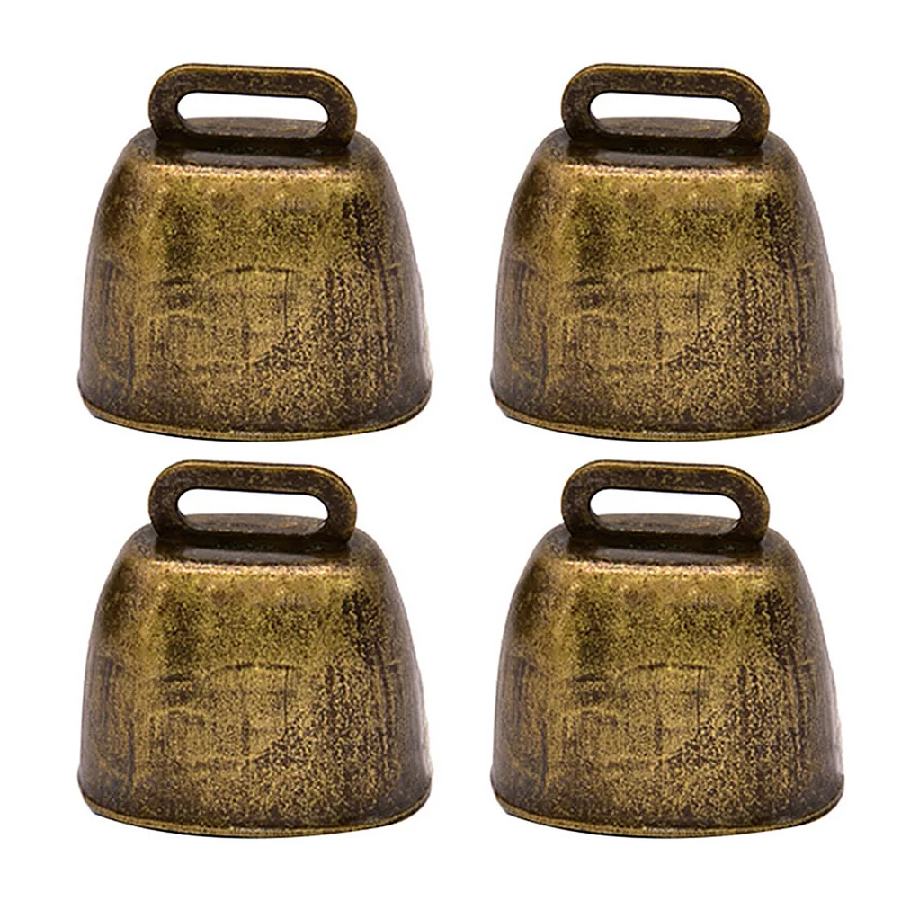 

4 Pcs Metal Cow Bell Iron Bells for Farming Hanging Decor Grazing Supplies Brass Pendant Ornament Anti-lost Anti-theft Cattle