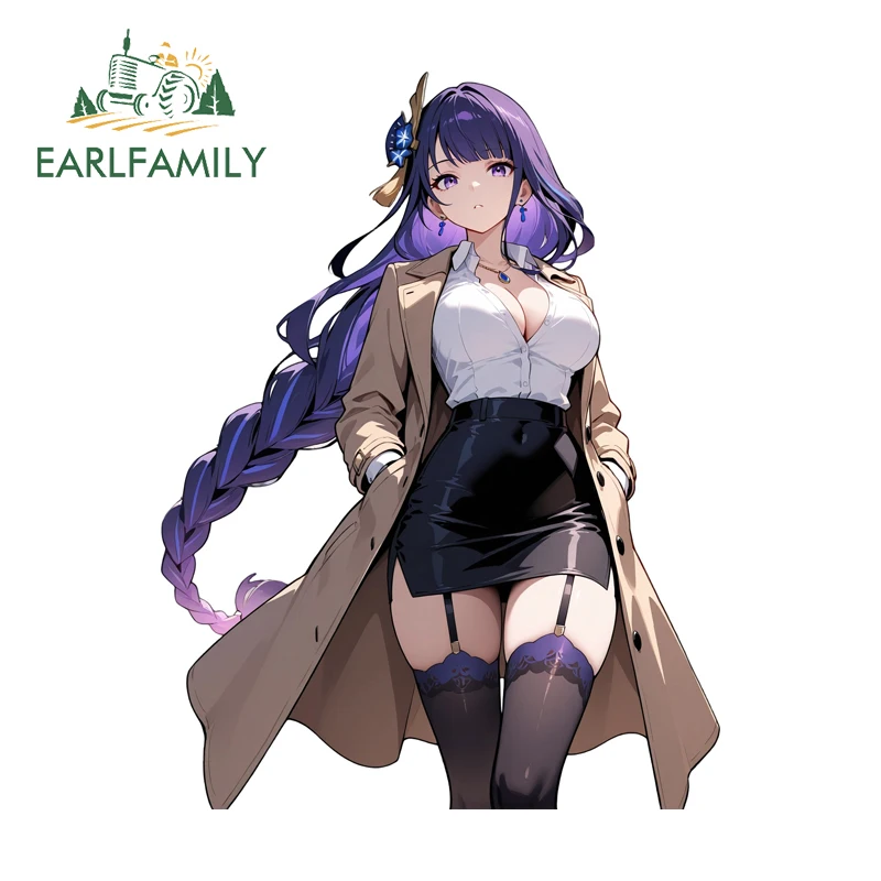 

EARLFAMILY Attire Girl Raiden Shogun Car Stickers Vibrant Vehicle Decal Occlusion Scratch Waterproof Sunscreen PVC Motorcycle