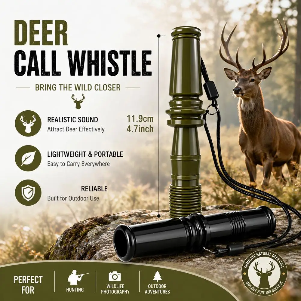 Hunting Deer Call with Lanyard Portable Outdoor Hunting Doe Fawn Call Realistic Vocalizations Hunters Lures for Mountain Terrain