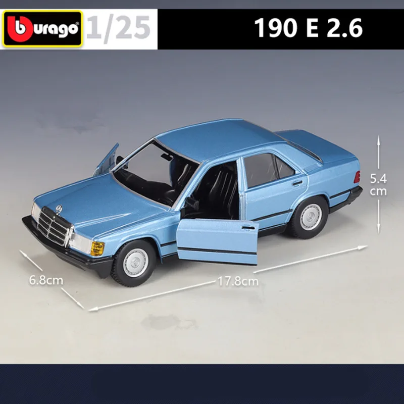 Bburago 1:24 Mercedes-Benz 190 E 2.6 Alloy Car Model Simulation Diecast Metal Classic Retro Old Car Vehicles Model Kids Toy Gift