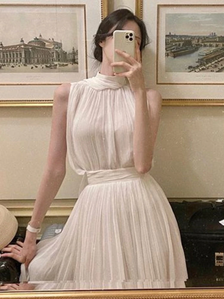 Summer White France Vintage Dress Women 2022 Chiffon Elegant Evening Party Long Dress Ladies Casual Korean Style One-piece Dress