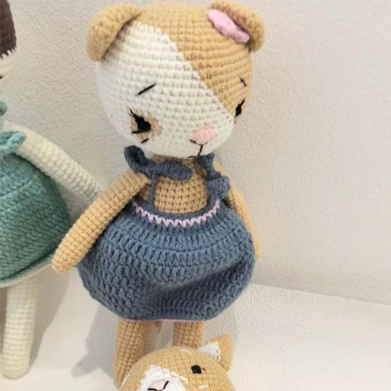 ของเล่นเด็กอ่อน ตุ๊กตาผ้าฝ้ายนุ่ม พร้อมสายคล้องจุกนม  รูปแมวถักโครเชต์  ของขวัญสำหรับเด็กแรกเกิด  สำหรับเด็กผู้ชายและเด็กผู้หญิง  ตุ๊กตานอนหลับ  ของเล่นเสริมพัฒนาการ  ชื่อสั่งทำได้