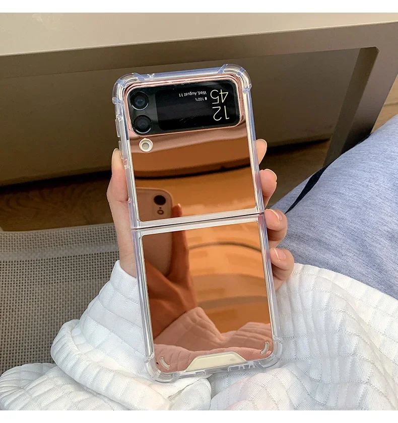 Luxuriöse Handyhülle mit Make-up-Spiegel für Damen und Mädchen, passend für Samsung Galaxy Z Flip 3 4 5 6 7 FE Flip7 Flip6 5G, schlanke, robuste Schutzhülle. – Detail 1