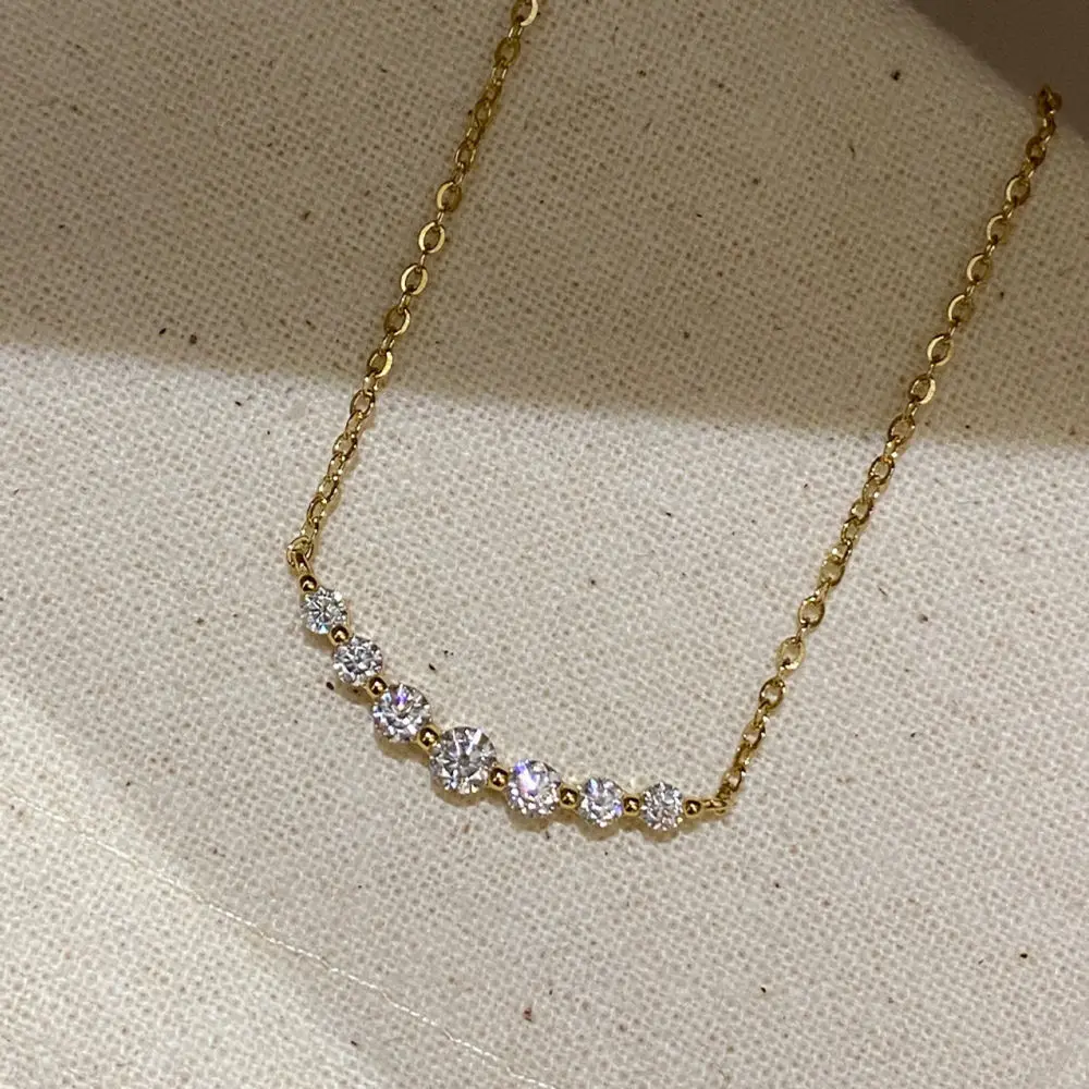 SONGYUN High Carbon Gemstones Jewelry Women 925 Sterling Silver Moissanite Smile Necklace Sparkling Clavicle Chain Birthday Gif