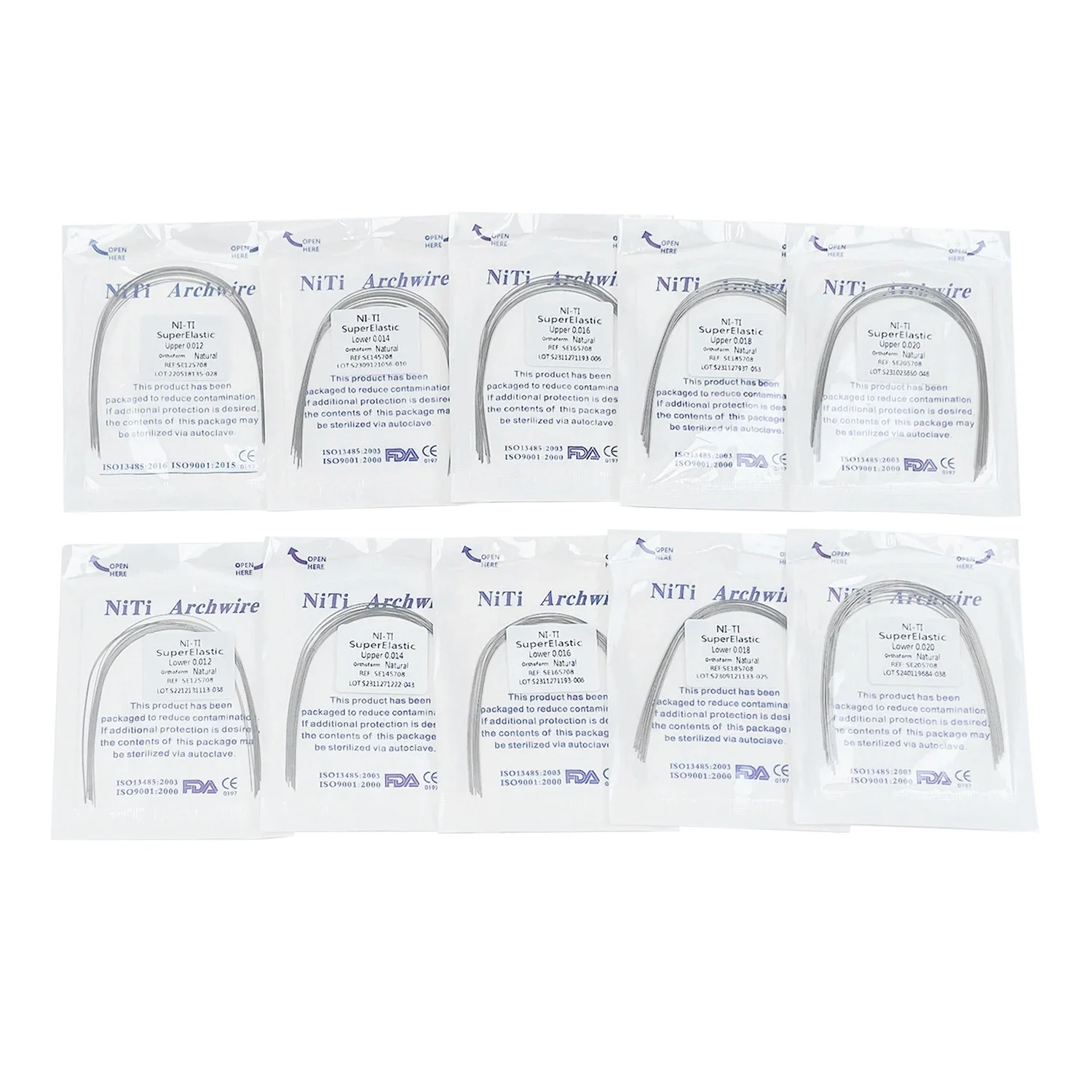 JOLANT Dental Arch Wires, Niti Natural Form, Redondo e Retangular, Super Elástico, Suporte Ortodôntico, 10Pcs