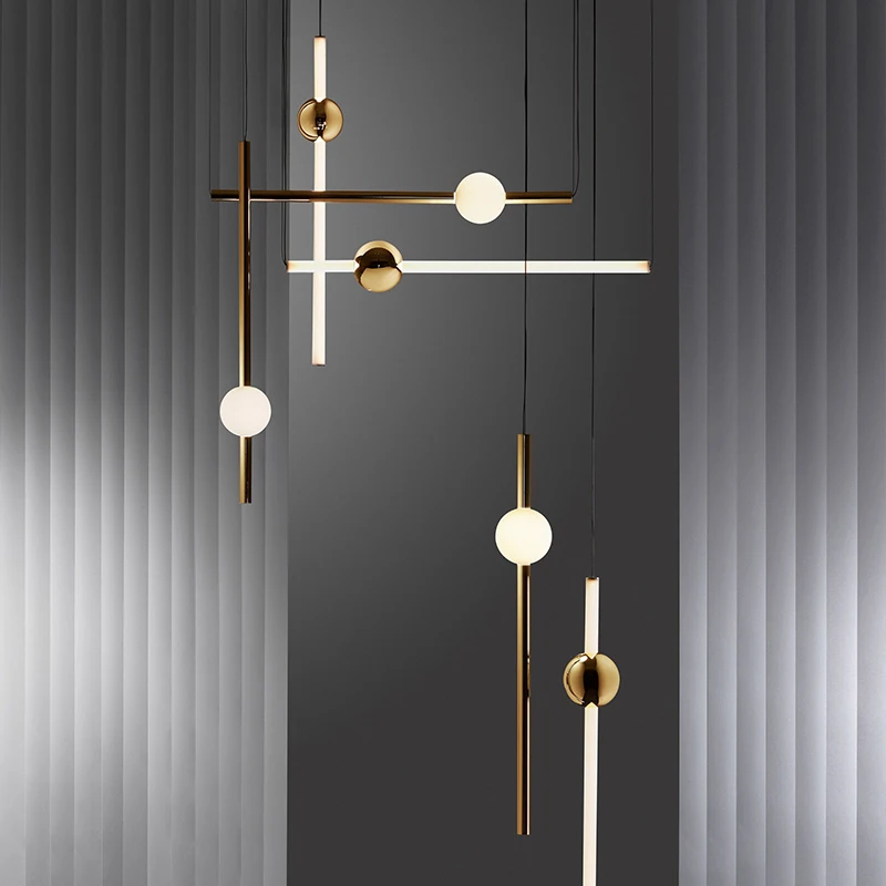 Modern Creative Magic Wand Combination Led Pendant Lamps Long Stick Bedside Living Room Hotel Hall Hanging Light Lustre Fixtures