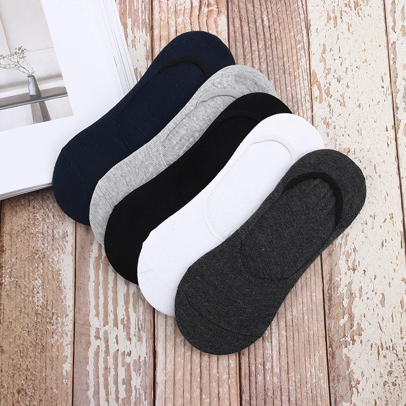 1 Pair Summer Men's Socks Casual Boat Socks Solid Color Breathable Comfortable Soft Men Floor Sock Non-slip Low Cut No Show