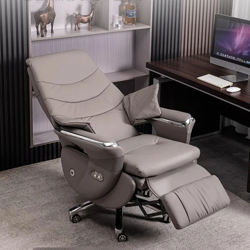 تصميم تدليك جلدي فريد من نوعه، كرسي مكتب تنفيذي فاخر للاسترخاء والتدفئة القطنية، أثاث منزلي مريح وحديث