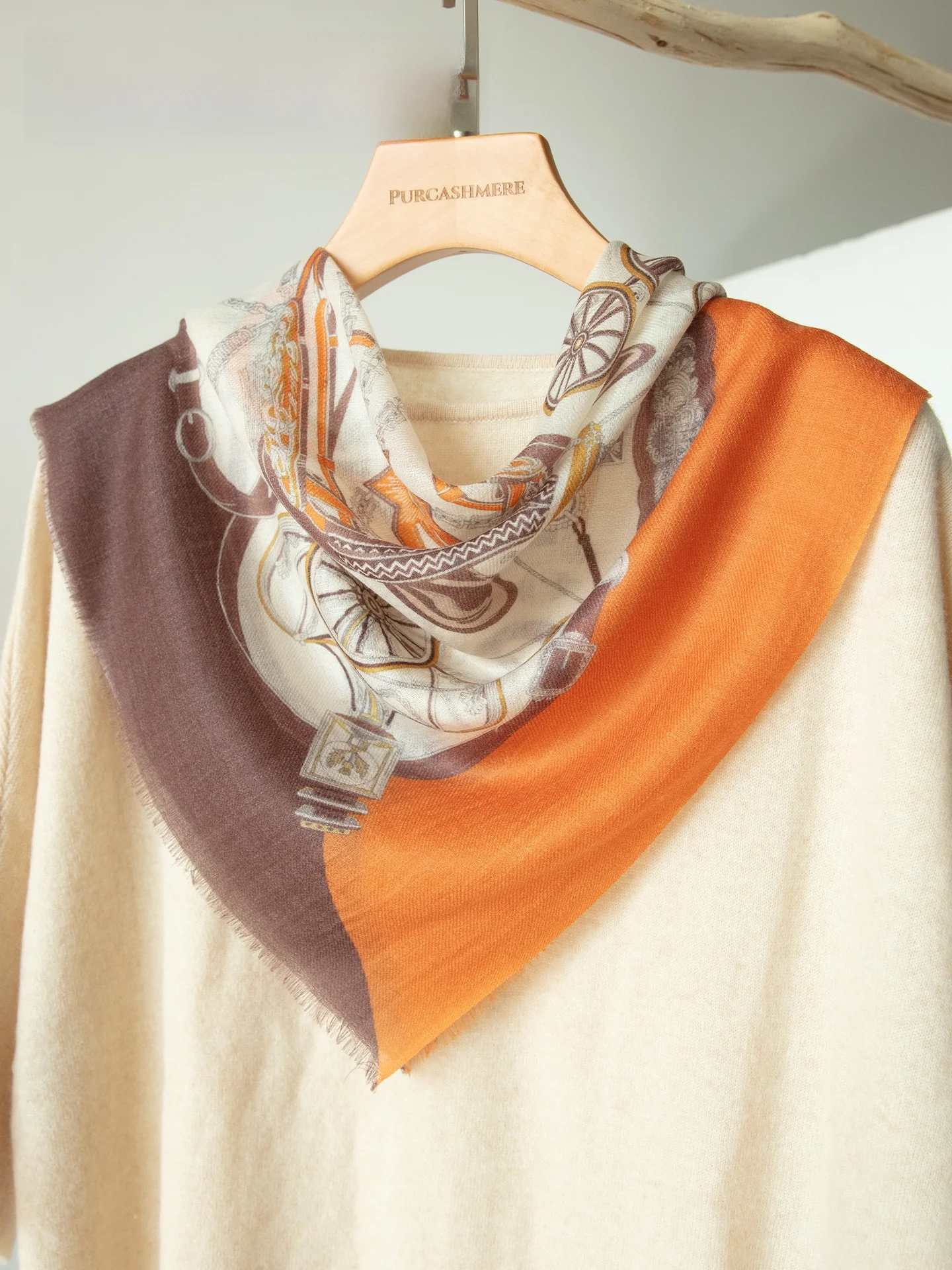 pure-cashmere-versatile-square-scarf-women's-fashion-spring-summer-new-style-warmth-ethnic-style-geometric-pattern-scarf
