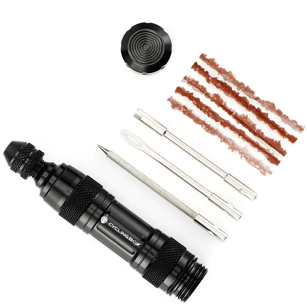 Bike Tubeless Tire Puncture Kit Scooter Motorcycle Bicycle Tyre Repair Tool with Portable Sealant Rubber Stripes