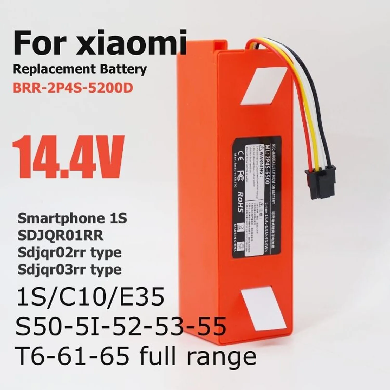 6800mAh New BRR-2P4S-5200S Robotic Vacuum Cleaner Battery For Xiaomi Roborock S55 S65 S7 S8 Q7 T4 T6 MAX S6 PartE45 S45 14.4V