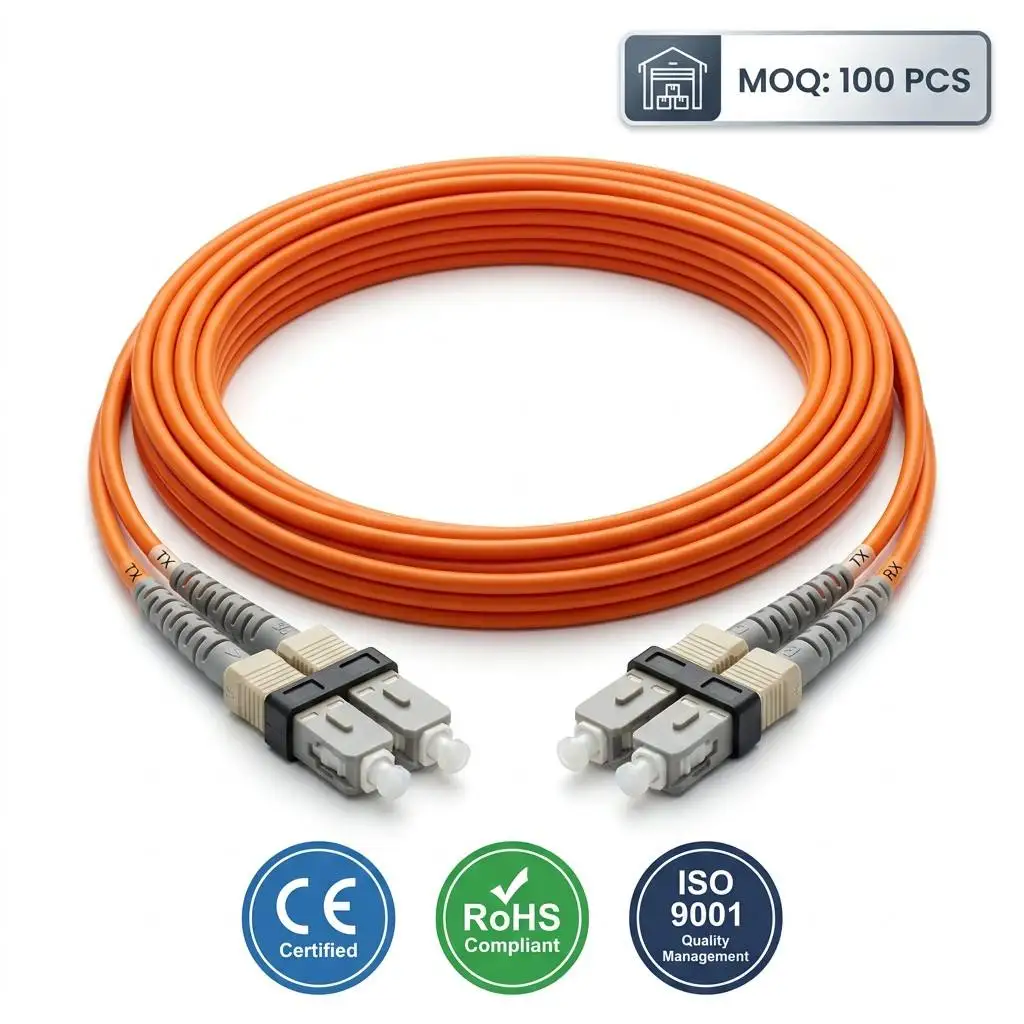 OM2 SC to SC Duplex Multimode Fiber Optic Patch Cord 50/125μm UPC LSZH Custom Length Available