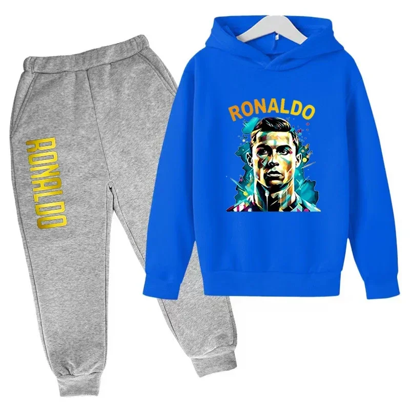 2024 kids new clothes spring/autumn gifts celebrity idol CR7 hoodie pants 2p sportswear 3-13y boys/girls casual jogging coat set