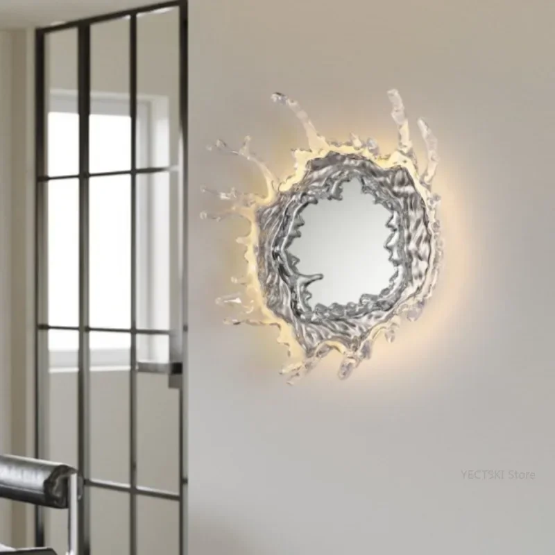 GHEUVNJ Shuidi Ruishui Mirror Entrance Decoration Dreamy Atmosphere Bedroom Bathroom Dressing Magic Mirror Wall Light