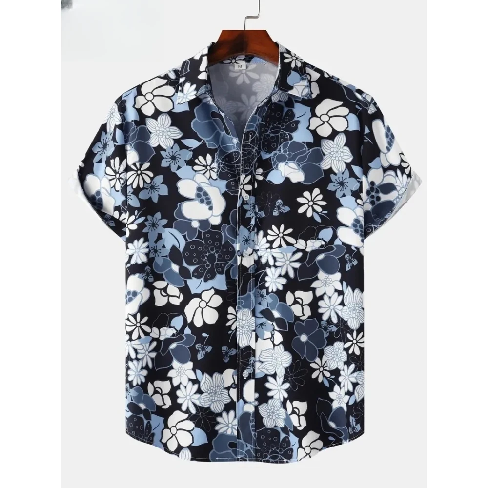 

Men's Tropical Floral Print Hawaii Shirts Casual Short Sleeve Lapel Tops Beach Casual Hawaiian Shirt Men Oversized Shirt for Men