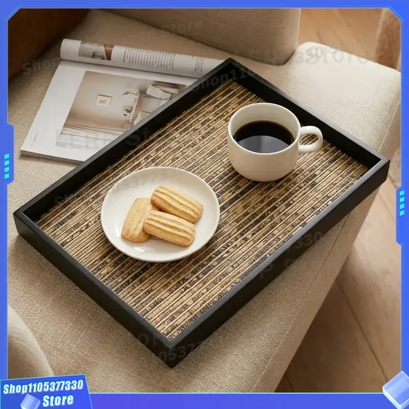 Natural Bamboo Braided Tray Decorative Plate Home Storage Organizer View Shape Design Weaving Morpheme Series With Ornaments