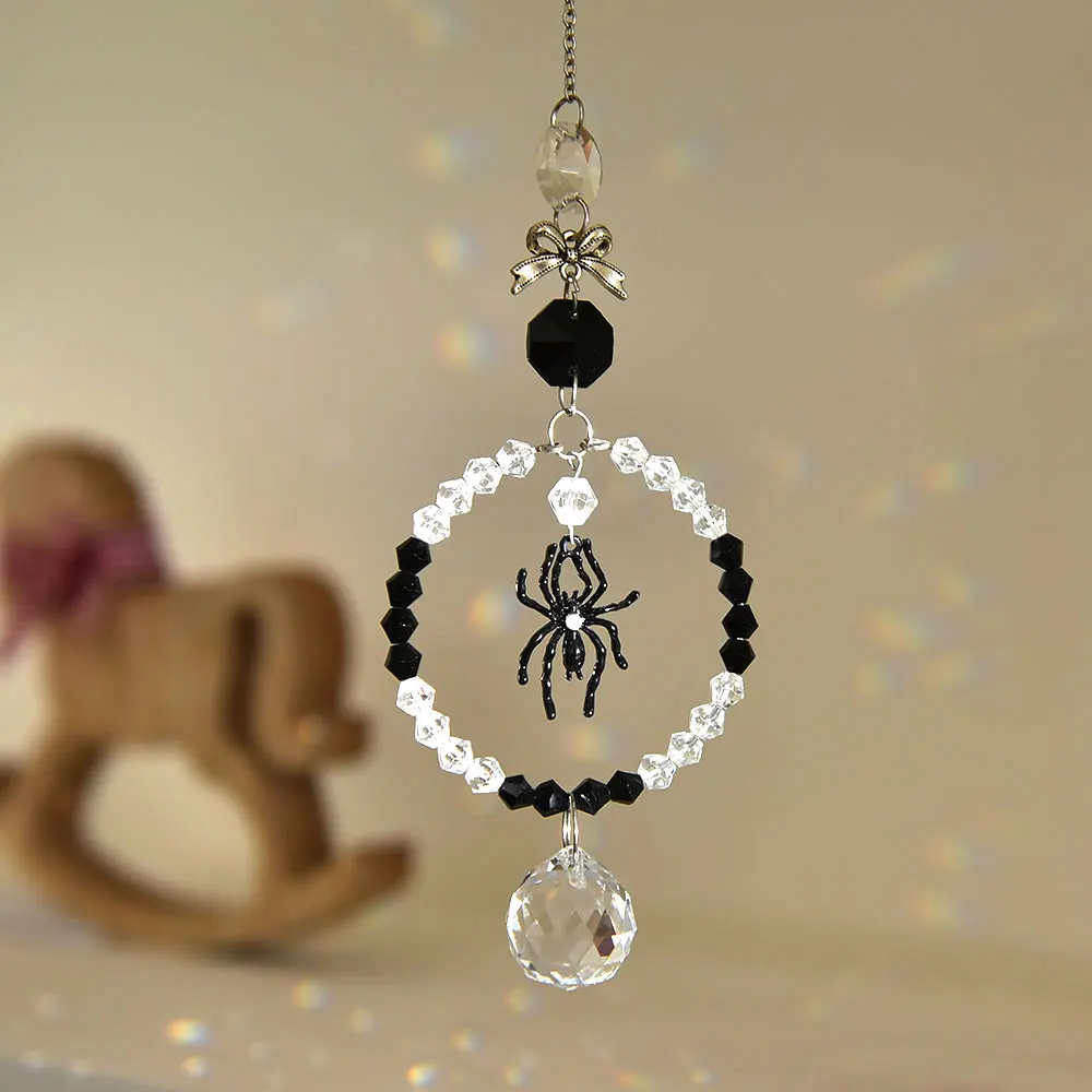 1 Piece Rainbow Crystal Spider-Shaped Hanging Light Catcher, Suitable for Halloween Decorations, Spider Decorations on Spider Webs, Witchcraft Wall Hangings, and Dark Season Decorations