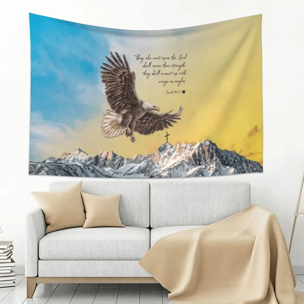 

Wings as Eagles Isaiah 40:31 Tapestry Room Decor Cute Korean Room Decor Decorative Wall Mural Tapestry