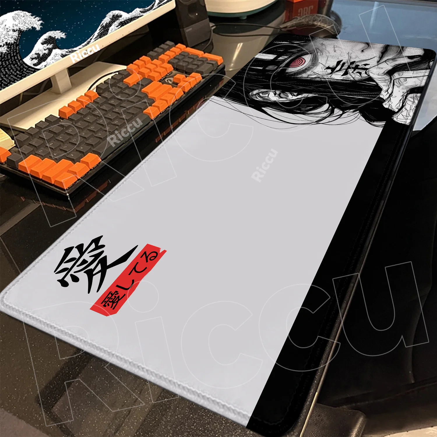 

XXL Desk Mat Black And White Dark Girl Mousepad Large Abstract Mouse Pad Gaming Deskmat With Lockedge Office Non-slip Carpet