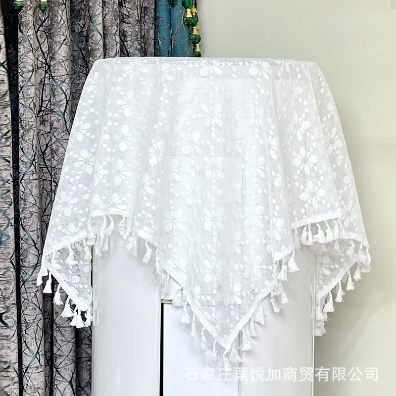 Vertical Cylinder Ac Dust Cover Multi Function Lace Decor Mat Bedside Cabinet Round Table Anti Dust Sheer Embroidered Home Cloth