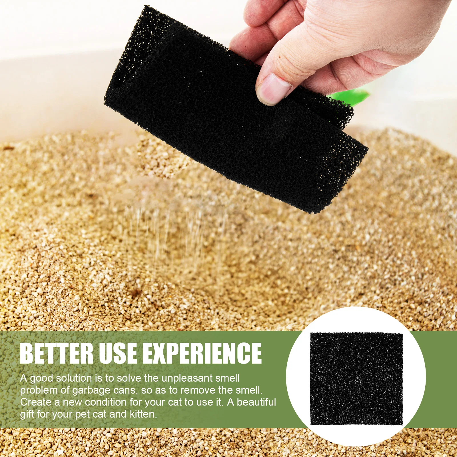 

10Pcs Household Litter Box Odor Filter Pads Charcoal Deodorizer Cat Accessory Sponge Filter Cotton Replaceable Litter Supply