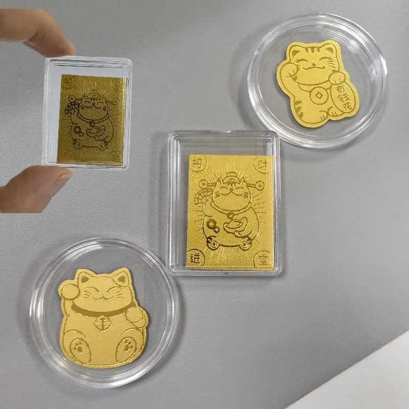 New New 1Pcs Reusable Decals Golden Lucky Cat Stickers With Glitter For Phone Laptop New Year Gift Festive & Shiny Design
